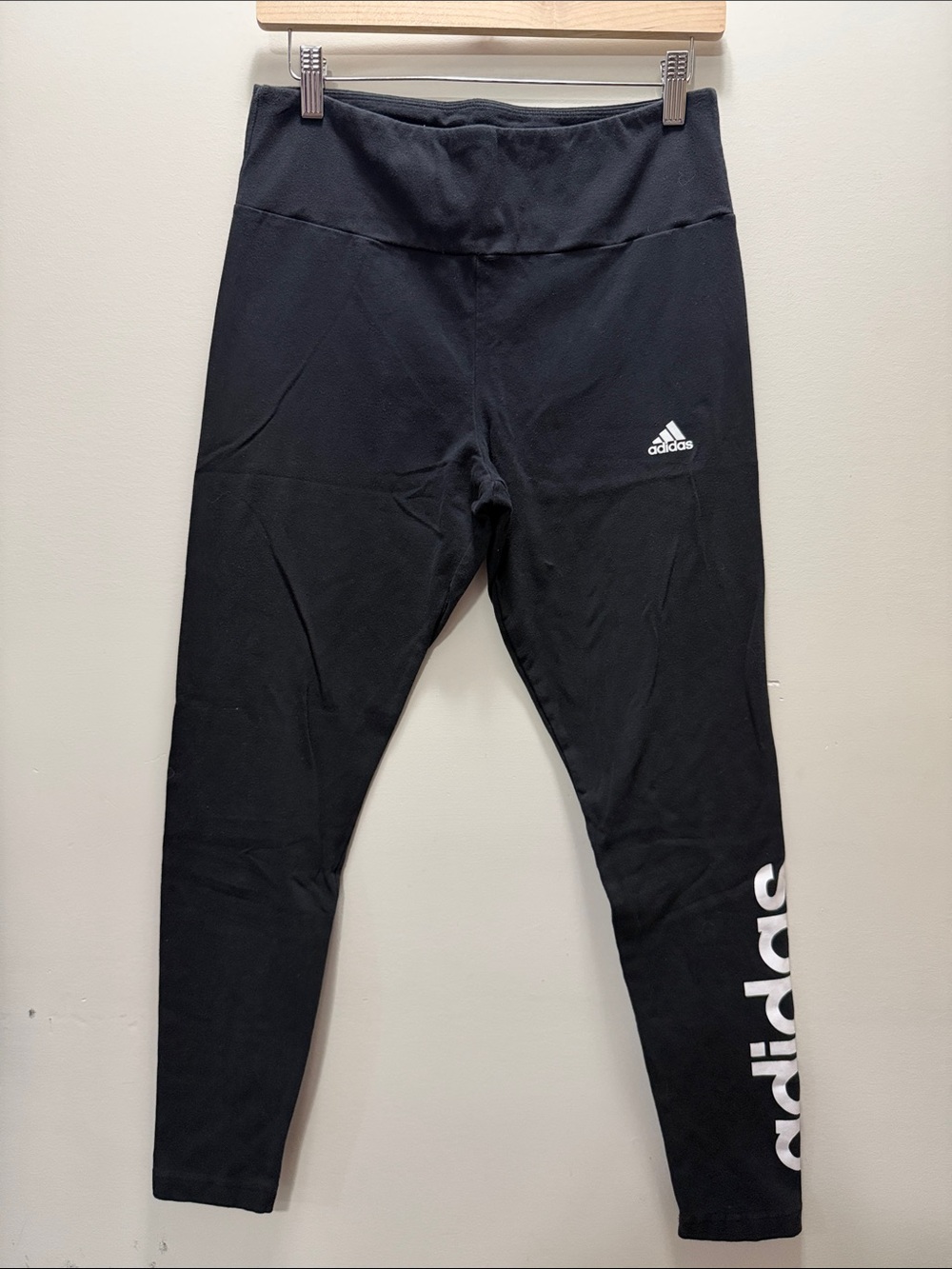 Adidas Black Leggings with White Logo Print Size L / 36.5L/ 27.5I/ 11R